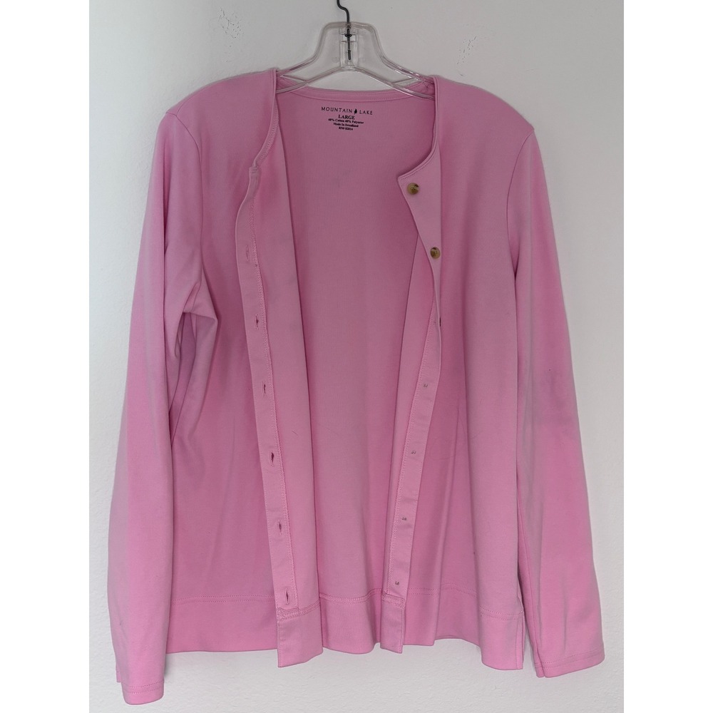 Mountain Lake Pink Button Front Cardigan Sweater Womens Large Long Sleeve Cotton